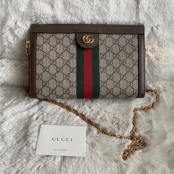 SOLD GUCCI GG Supreme Monogram Web Small Ophidia Chain Shoulder Bag